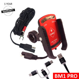 BOBO BM1 PRO Jaw-Grip Bike Phone Holder (with fast USB 3.0 charger, SAE connector & Fast USB Cable) (Red)
